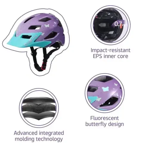 OnBros Kids Bike Helmet - Bike Helmets for 5-14 Boys or Girls with Visor, Children Bicycle Helmet for Skateboard Mountain Scooter Road Cycling, Lightweight and Adjustable 50-57CM - 4