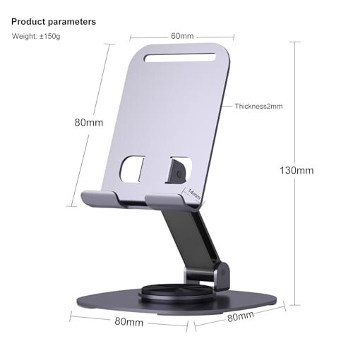 ONCHEER 360° Döndürülebilir Masa Telefon Tutucu, Taşınabilir ve Katlanabilir Cep Telefonu Standı Ofis ve Mutfak için, Tüm Cep Telefonları, iPhone, iPad, Nintendo Switch İçin Ayarlanabilir Tablet Standı (Metal Mor) - 6