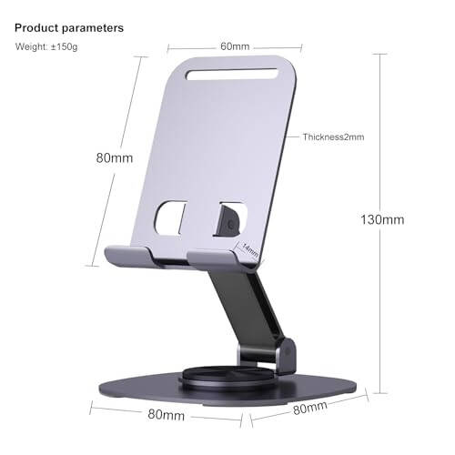 ONCHEER 360° Döndürülebilir Masa Telefon Tutucu, Taşınabilir ve Katlanabilir Cep Telefonu Standı Ofis ve Mutfak için, Tüm Cep Telefonları, iPhone, iPad, Nintendo Switch İçin Ayarlanabilir Tablet Standı (Metal Mor) - 6