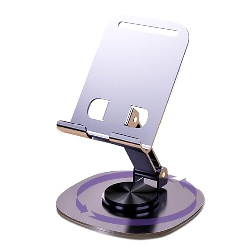 ONCHEER 360°Rotating Phone Holder for Desk, Portable & Foldable Cell Phone Stand for Office & Kitchen, Adjustable Tablet Stand for All Mobile Phones, iPhone, iPad, Nintendo Switch (Metal Purple) - 1