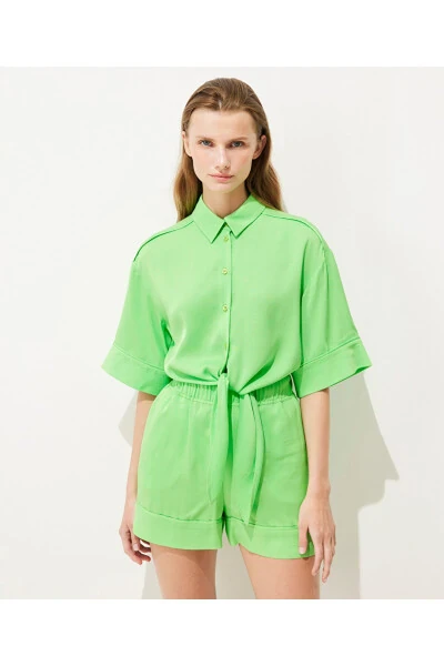 Önden bağlamalı duble kol gömlek - İPEKYOL (1)