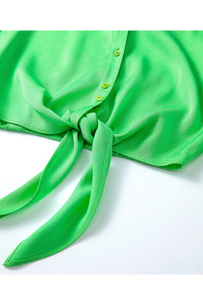 Önden bağlamalı duble kol gömlek - 3