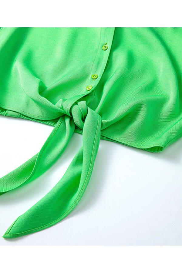 Önden bağlamalı duble kol gömlek - 3