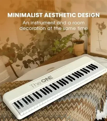 The ONE Smart Keyboard COLOR 61 Lighted Keys Piano Keyboard, Electric Piano for Beginners with 256 Tones, 64 Polyphony, Built-in LED Lights & Apps, Supports USB MIDI/Headphones (White) - 3