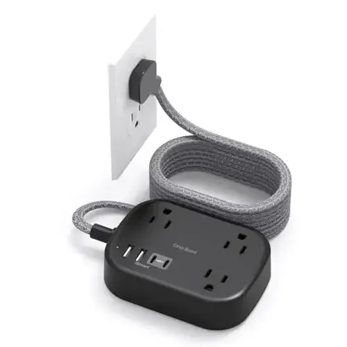 One Beat Cruise Ship Essentials,Travel Power Strip with USB C,Flat Plug Extension Cord 10 FT with 3 Outlets 4 USB Ports(2 USB C),Desk Wall Outlet Extender,Non Surge Protector for Cruise,Dorm Room,ETL - ONE BEAT
