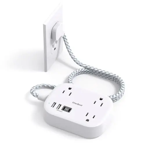 One Beat Cruise Ship Essentials,Travel Power Strip with USB C,Flat Plug Extension Cord with 3 Outlets 4 USB Ports(2 USB C),1 ft Desk Wall Outlet Extender,Non Surge Protector for Cruise,Dorm Room,ETL - 1