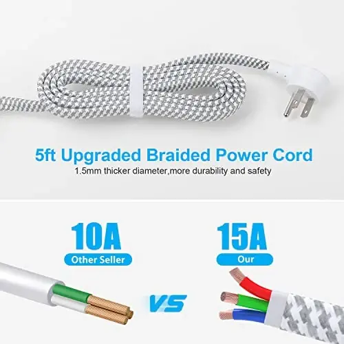 One Beat Desktop Power Strip with 3 Outlet 4 USB Ports 4.5A, Flat Plug and 5 ft Long Braided Extension Cords for Cruise Ship Travel Home Office, ETL Listed - 3