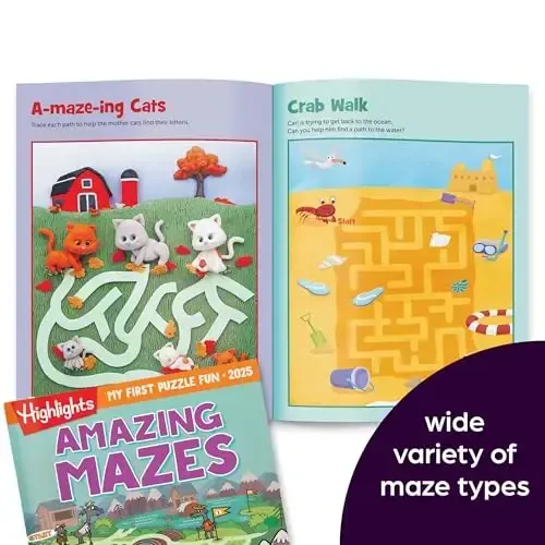 Highlights My First Puzzle Fun 2025 Puzzle Books for Kids Ages 3-6, 4-Book Set of Matching, Mazes, Spot-The-Differences, and More Travel-Friendly Screen Free Brain-Boosting Activities - Highlights (1)