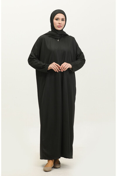 One Piece Hijab Practical Prayer Dress 1980-01 Black - 1