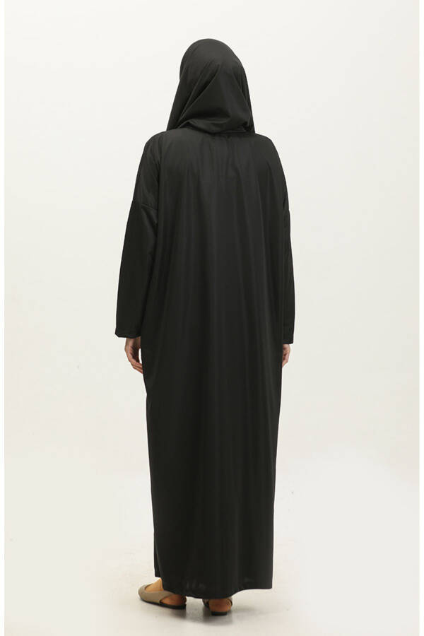 One Piece Hijab Practical Prayer Dress 1980-01 Black - 7