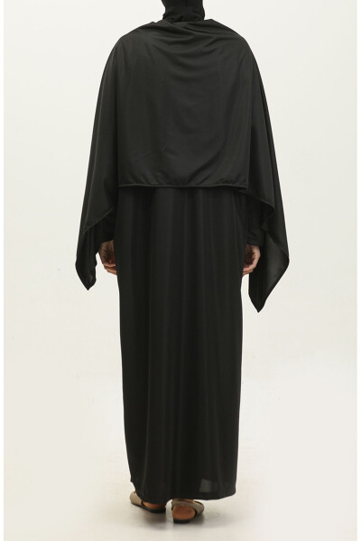 One Piece Hijab Practical Prayer Dress 1980-01 Black - 8