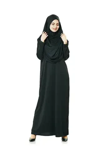 One Piece Prayer Dress - Black - 5015 And Prayer Rug And Dhikrmatic - Triple Set-Black - 4
