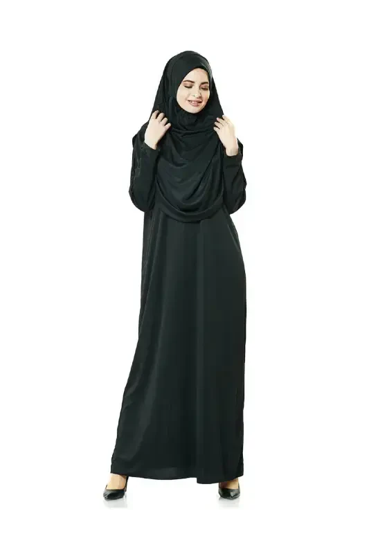 One Piece Prayer Dress - Black - 5015 And Prayer Rug And Dhikrmatic - Triple Set-Black - 4