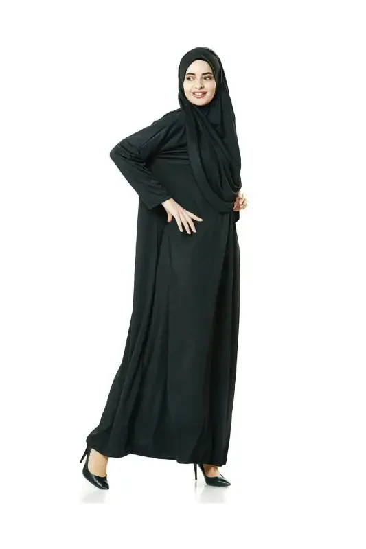 One Piece Prayer Dress - Black - 5015 And Prayer Rug And Dhikrmatic - Triple Set-Black - 6