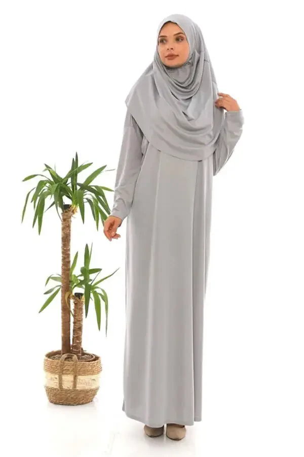 One Piece Prayer Dress Easy to Wear Silver Gray - 1