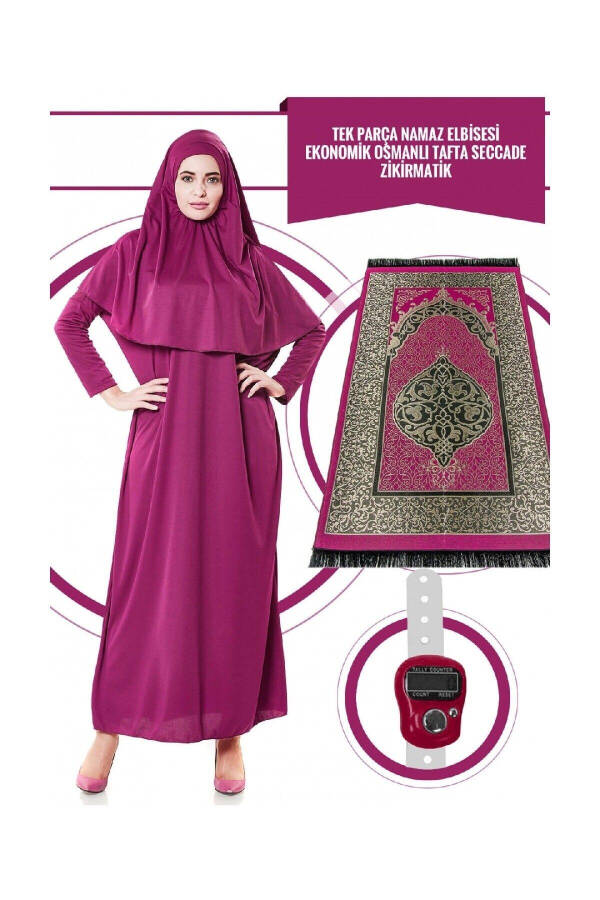 One Piece Prayer Dress - Fuchsia- 5015 And Prayer Rug And Prayer Beads - Trio Team - 1