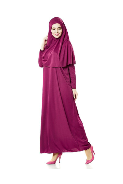 One Piece Prayer Dress - Fuchsia- 5015 And Prayer Rug And Prayer Beads - Trio Team - 2