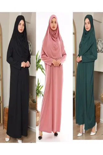 One Piece Prayer Dress Full Length - ROSE EMERALD BLACK 