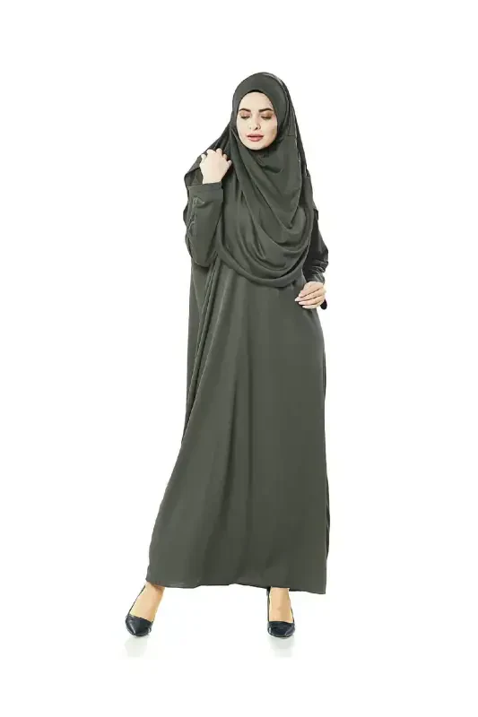 One Piece Prayer Dress Khaki - 5015 & Prayer Rug Dhikrmatic - Triple Set-Khaki - 2