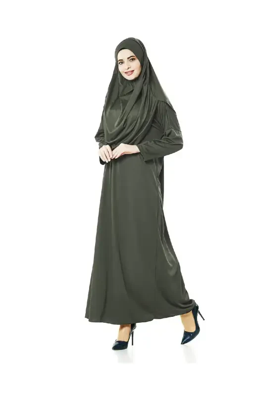 One Piece Prayer Dress Khaki - 5015 & Prayer Rug Dhikrmatic - Triple Set-Khaki - 4
