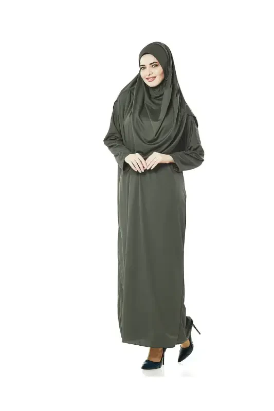 One Piece Prayer Dress Khaki - 5015 & Prayer Rug Dhikrmatic - Triple Set-Khaki - 5