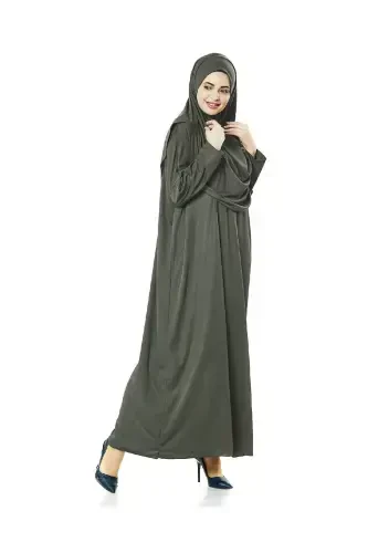 One Piece Prayer Dress Khaki - 5015 & Prayer Rug Dhikrmatic - Triple Set-Khaki - 6