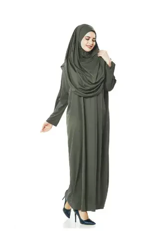 One Piece Prayer Dress Khaki - 5015 & Prayer Rug Dhikrmatic - Triple Set-Khaki - 7