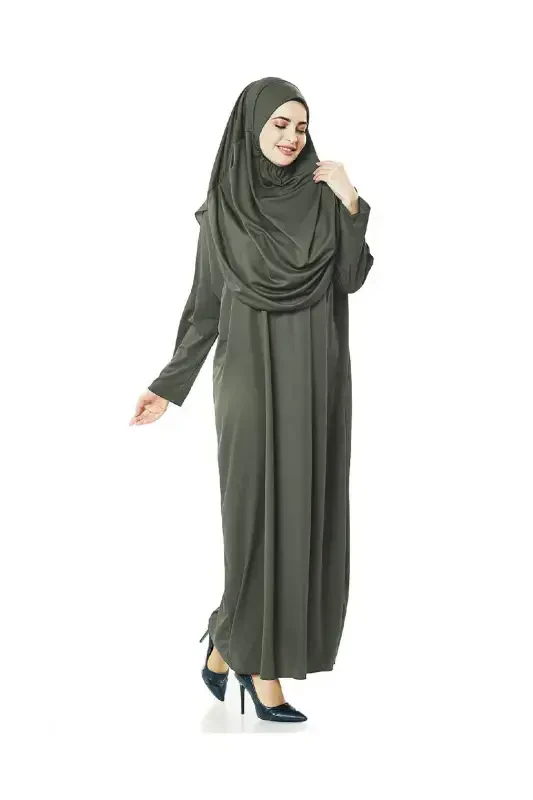 One Piece Prayer Dress Khaki - 5015 & Prayer Rug Dhikrmatic - Triple Set-Khaki - 7