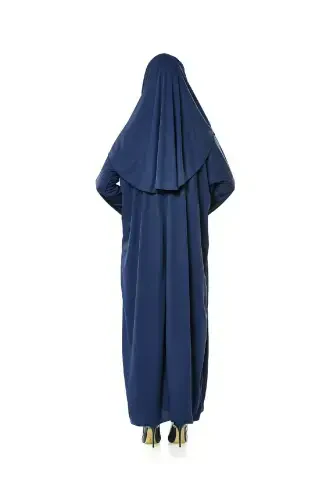 One Piece Prayer Dress - Navy Blue - 5015 And Prayer Rug And Dhikrmatic - Three Piece Set-Navy Blue - 2
