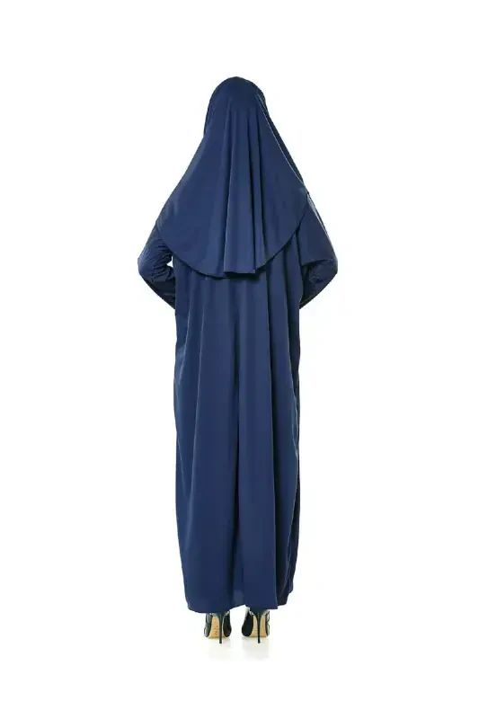One Piece Prayer Dress - Navy Blue - 5015 And Prayer Rug And Dhikrmatic - Three Piece Set-Navy Blue - 2