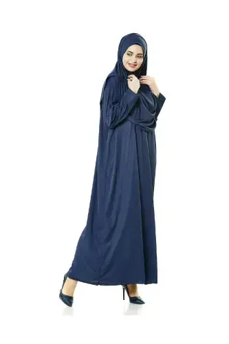 One Piece Prayer Dress - Navy Blue - 5015 And Prayer Rug And Dhikrmatic - Three Piece Set-Navy Blue - 7