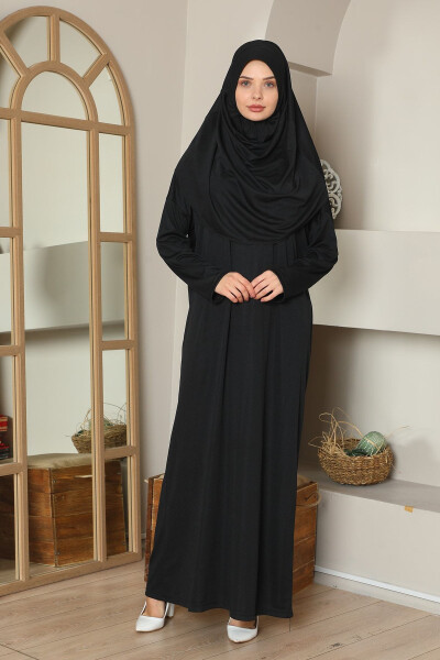 One-Piece Prayer Dress with Tasbih Black - 2