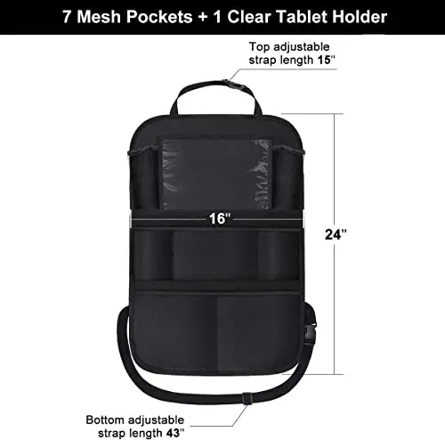 ONE PIX Backseat Car Organizer Mats Back Seat Organizers and Storage Bag with Touch Screen Tablet Holder for Kids Toddlers Seats, Travel Accessories, Road Trip Essentials (2PCS) - 5