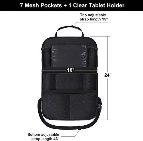 ONE PIX Backseat Car Organizer Mats Back Seat Organizers and Storage Bag with Touch Screen Tablet Holder for Kids Toddlers Car Seats, Travel Accessories, Road Trip Essentials Kids - 4