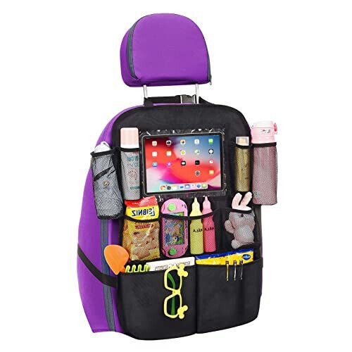 ONE PIX Backseat Car Organizer Mats Back Seat Organizers and Storage Bag with Touch Screen Tablet Holder for Kids Toddlers Car Seats, Travel Accessories, Road Trip Essentials Kids - 8