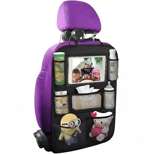 ONE PIX Backseat Car Organizer Mats Back Seat Organizers and Storage Bag with Touch Screen Tablet Holder for Kids Toddlers Car Seats, Travel Accessories, Road Trip Essentials Kids - 3
