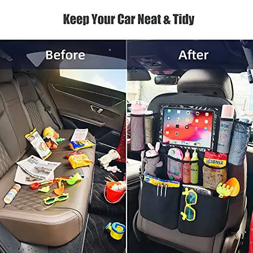 ONE PIX Backseat Car Organizer Mats Back Seat Organizers and Storage Bag with Touch Screen Tablet Holder for Kids Toddlers Car Seats, Travel Accessories, Road Trip Essentials Kids - 11
