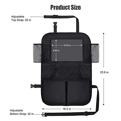 ONE PIX Backseat Car Organizer Mats Back Seat Organizers and Storage Bag with Touch Screen Tablet Holder for Kids Toddlers Car Seats, Travel Accessories, Road Trip Essentials Kids - 12