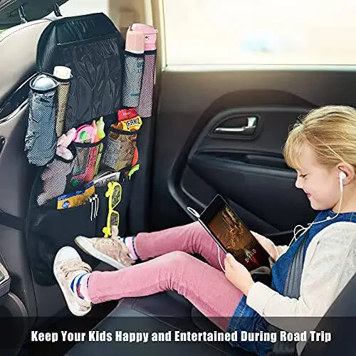 ONE PIX Backseat Car Organizer Mats Back Seat Organizers and Storage Bag with Touch Screen Tablet Holder for Kids Toddlers Car Seats, Travel Accessories, Road Trip Essentials Kids - 14