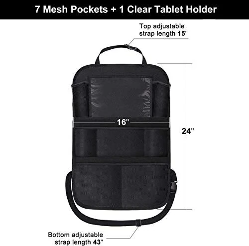 ONE PIX Backseat Car Organizer Mats Back Seat Organizers and Storage Bag with Touch Screen Tablet Holder for Kids Toddlers Car Seats, Travel Accessories, Road Trip Essentials Kids - 4