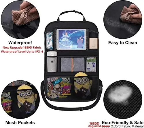 ONE PIX Backseat Car Organizer Mats Back Seat Organizers and Storage Bag with Touch Screen Tablet Holder for Kids Toddlers Car Seats, Travel Accessories, Road Trip Essentials Kids - 1