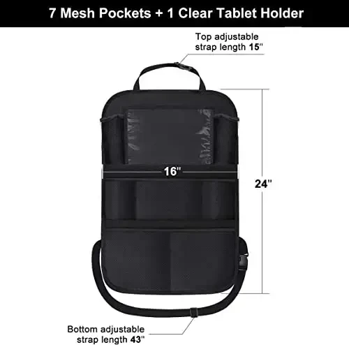 ONE PIX Backseat Car Organizer Mats Back Seat Organizers and Storage Bag with Touch Screen Tablet Holder for Kids Toddlers Seats, Travel Accessories, Road Trip Essentials (2PCS) - 5