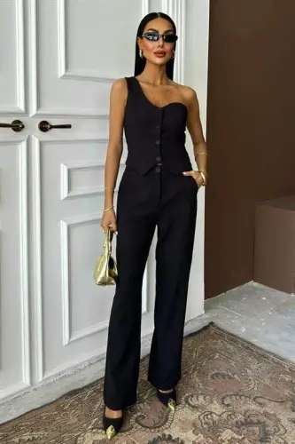 One Shoulder Bustier Plazzo Pants Viscose Set 10159 - 1