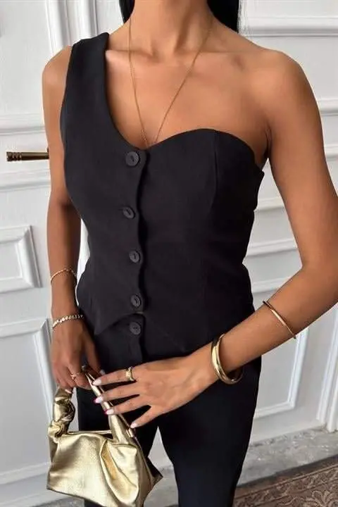 One Shoulder Bustier Plazzo Pants Viscose Set 10159 - 6