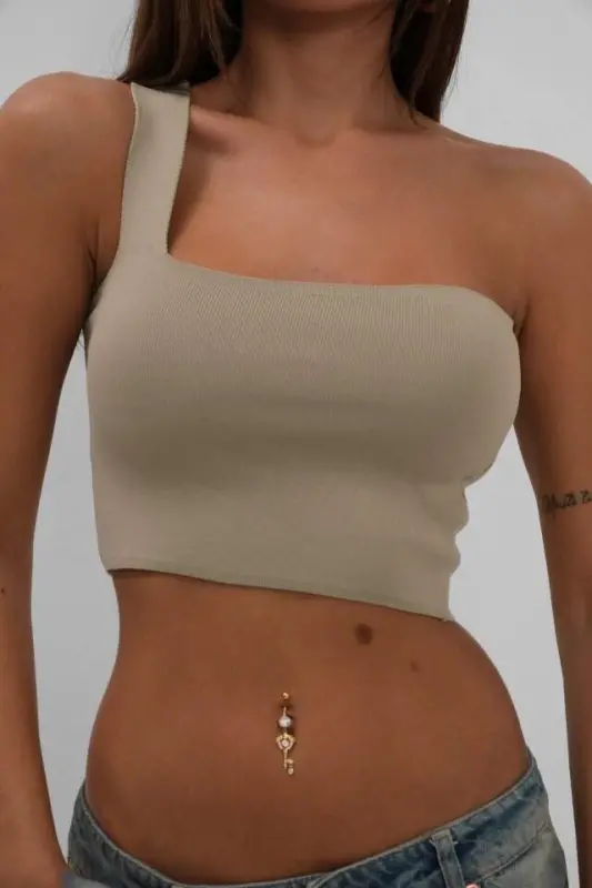 One Shoulder Crop Blouse - 3