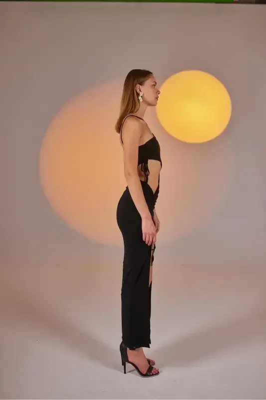 One Shoulder Cutout Slit Stretchy Ellie Dress - 5