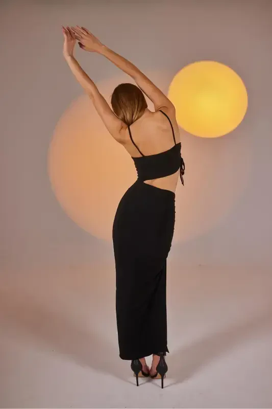 One Shoulder Cutout Slit Stretchy Ellie Dress - 6