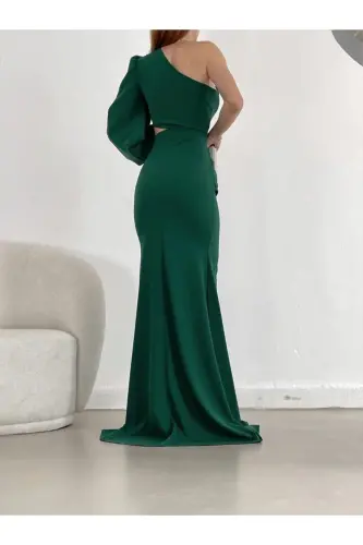 One Shoulder Evening Dress Prom 749-Green - 4