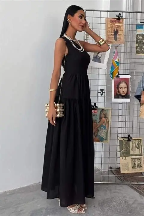 One Shoulder Pleated Detail Maxi Dress 2895 - 7