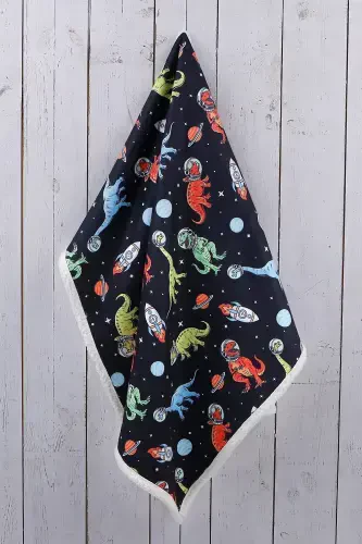 One Size Dinosaur Baby Blanket Thick Sherpa Fleece Blanket Wellsoft 100 x 81 Navy Blue 0 - 0.99 N-Dark Navy - 1